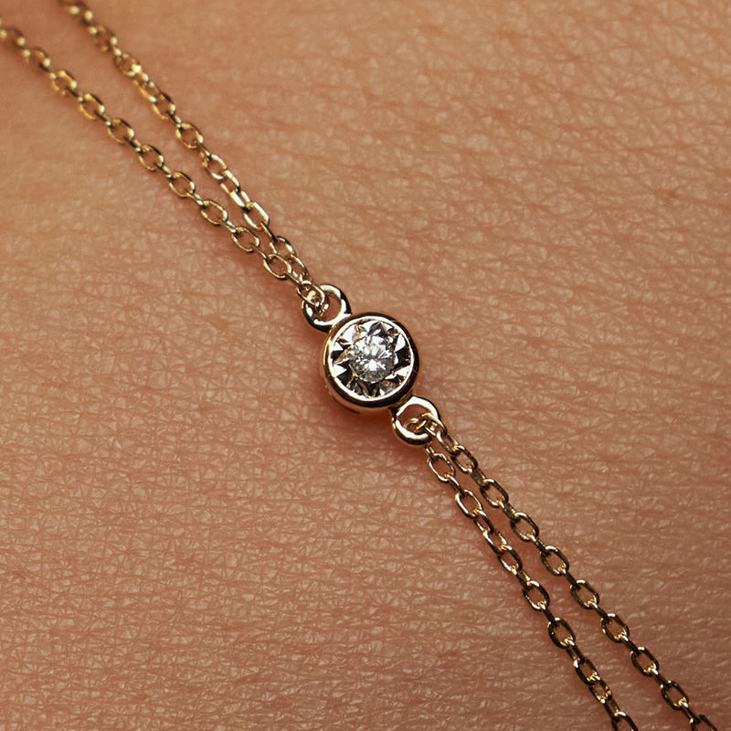 Isabel Bernard De La Paix Inaya 14 Carat Golden Bracelet | diamond 0.02 ct | IBD320011-zoom-