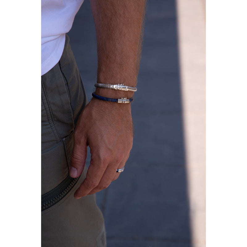 Buddha to Buddha Ellen 925 Sterling Silver Blue Leather Bracelet BTB149BU-F-zoom-