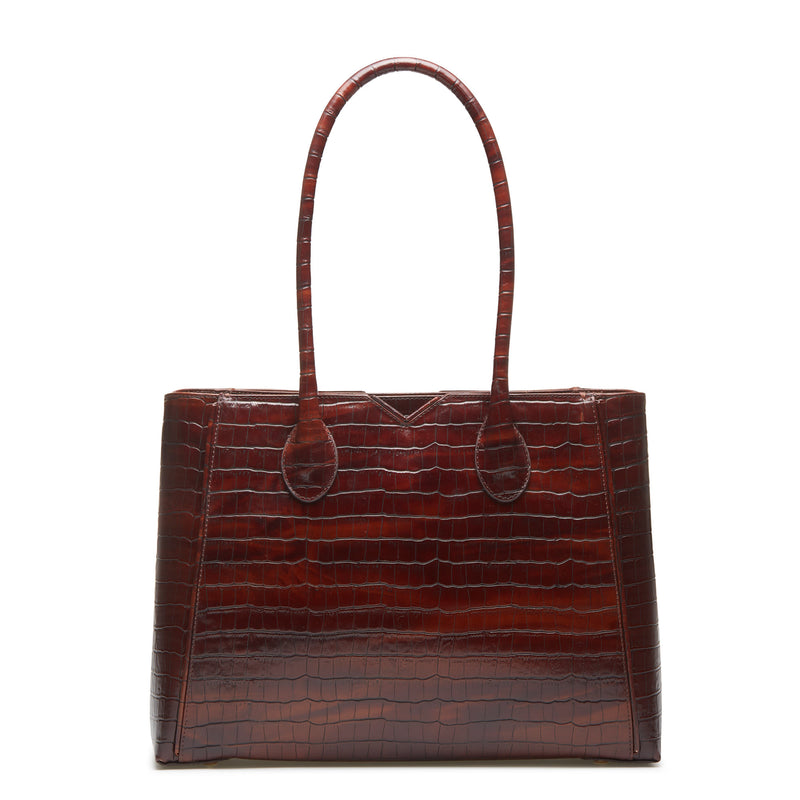 Isabel Bernard Honoré Cloè Croco Brown Handbag IB25006-zoom-