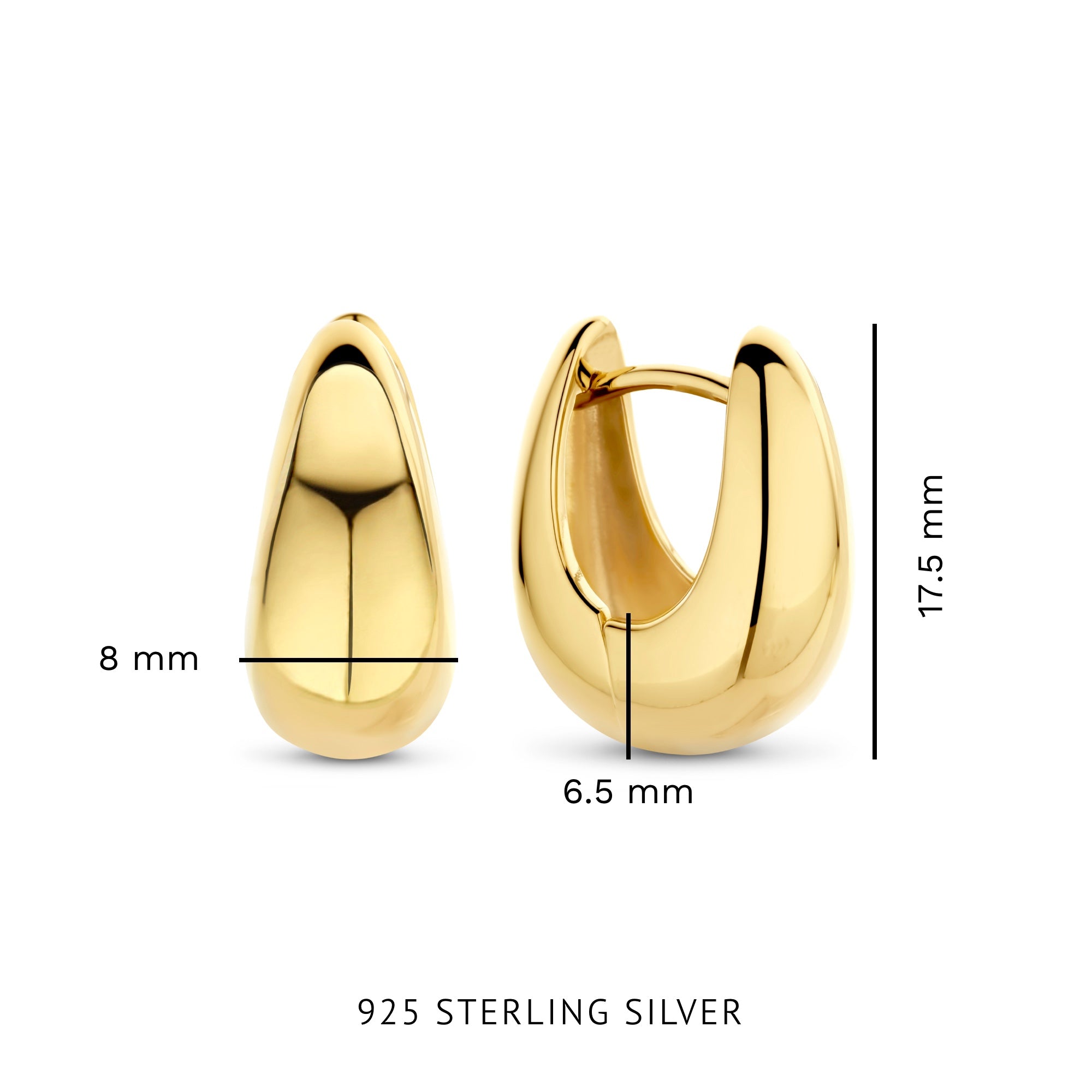 Parte Di Me Bibbiena Poppi Casentino 925 Sterling Silver Gold Plated Hoop Earrings PDM36162