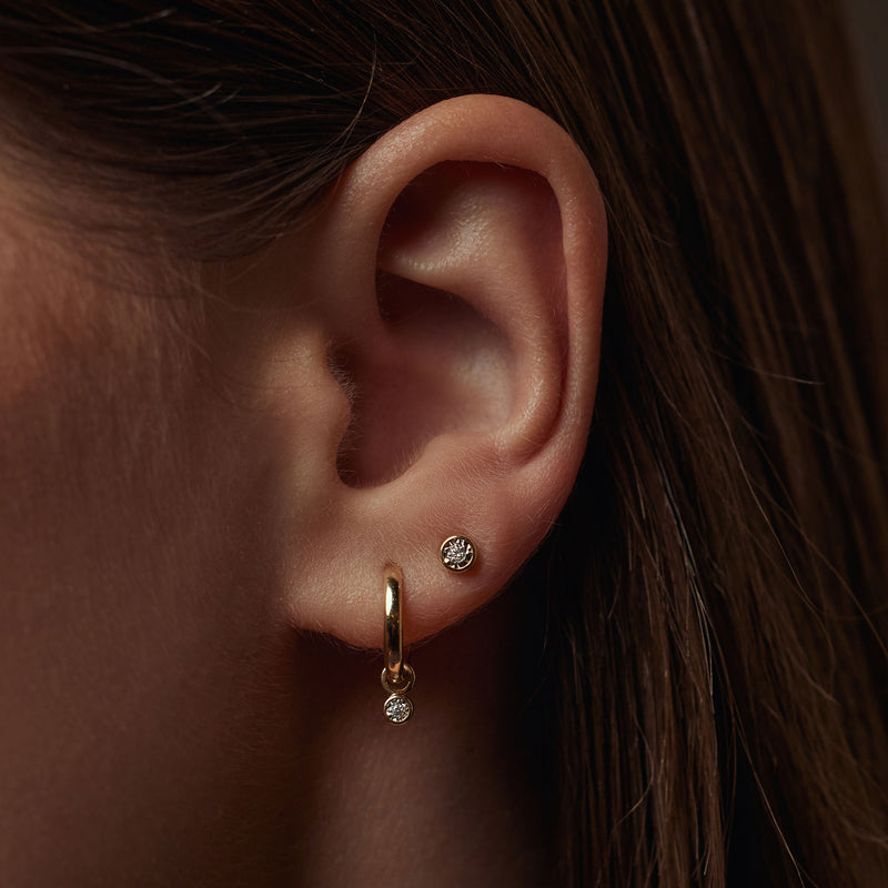 Isabel Bernard De La Paix Inaya 14 Carat Golden Ear Studs | diamond 0.04 ct | IBD360026-zoom-