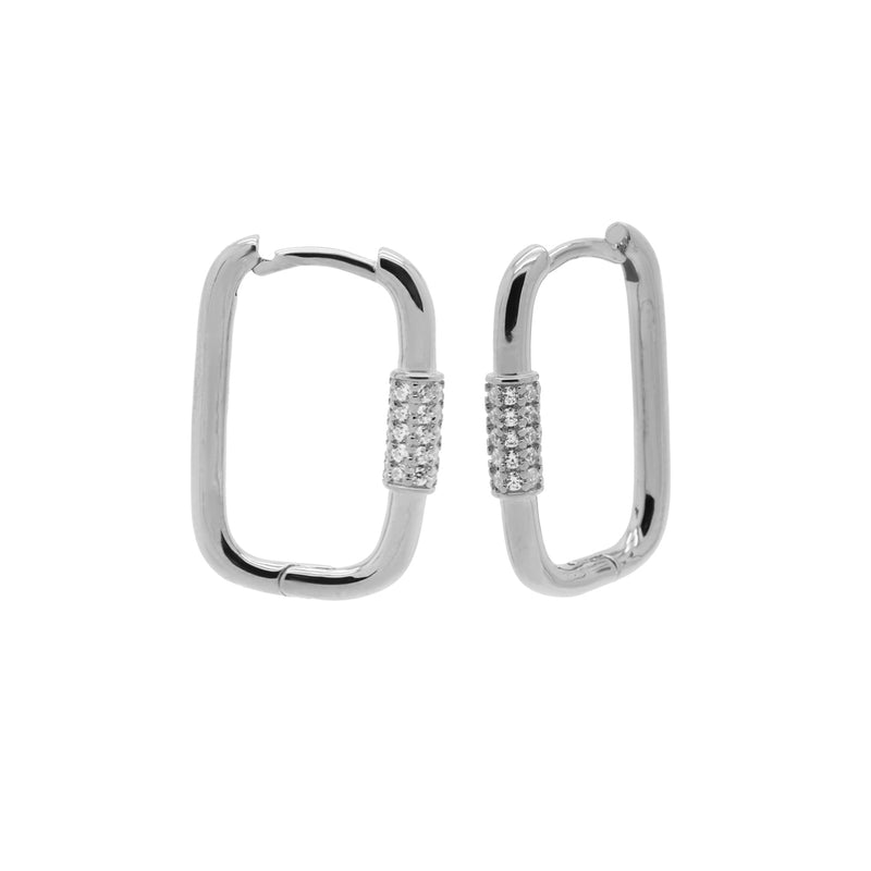 Karma Silver Hoop Earrings H61S-zoom-