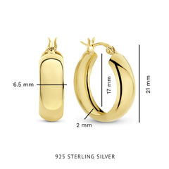 Parte Di Me Bibbiena Poppi Casentino 925 Sterling Silver Gold Plated Hoop Earrings PDM36156
