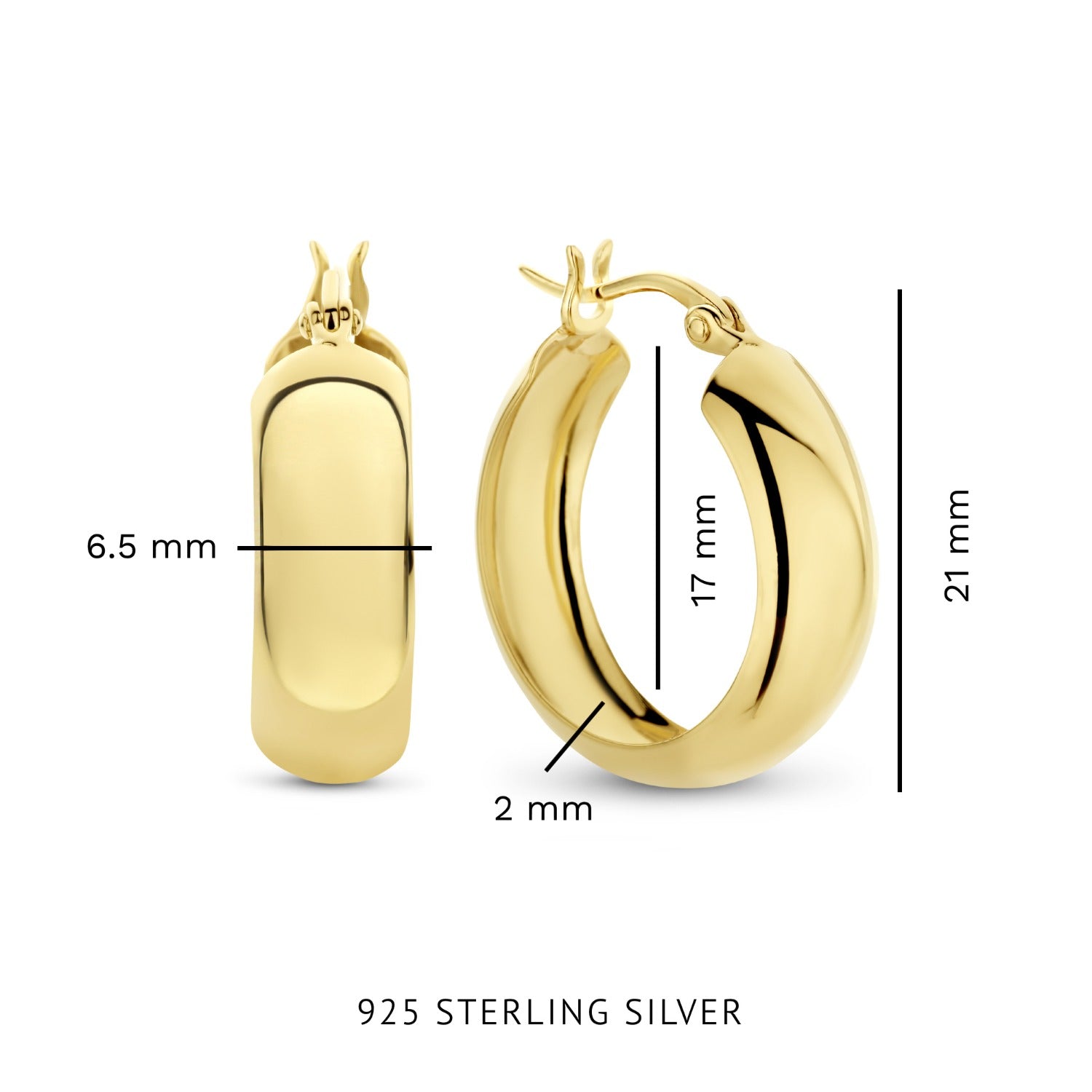 Parte Di Me Bibbiena Poppi Casentino 925 Sterling Silver Gold Plated Hoop Earrings PDM36156