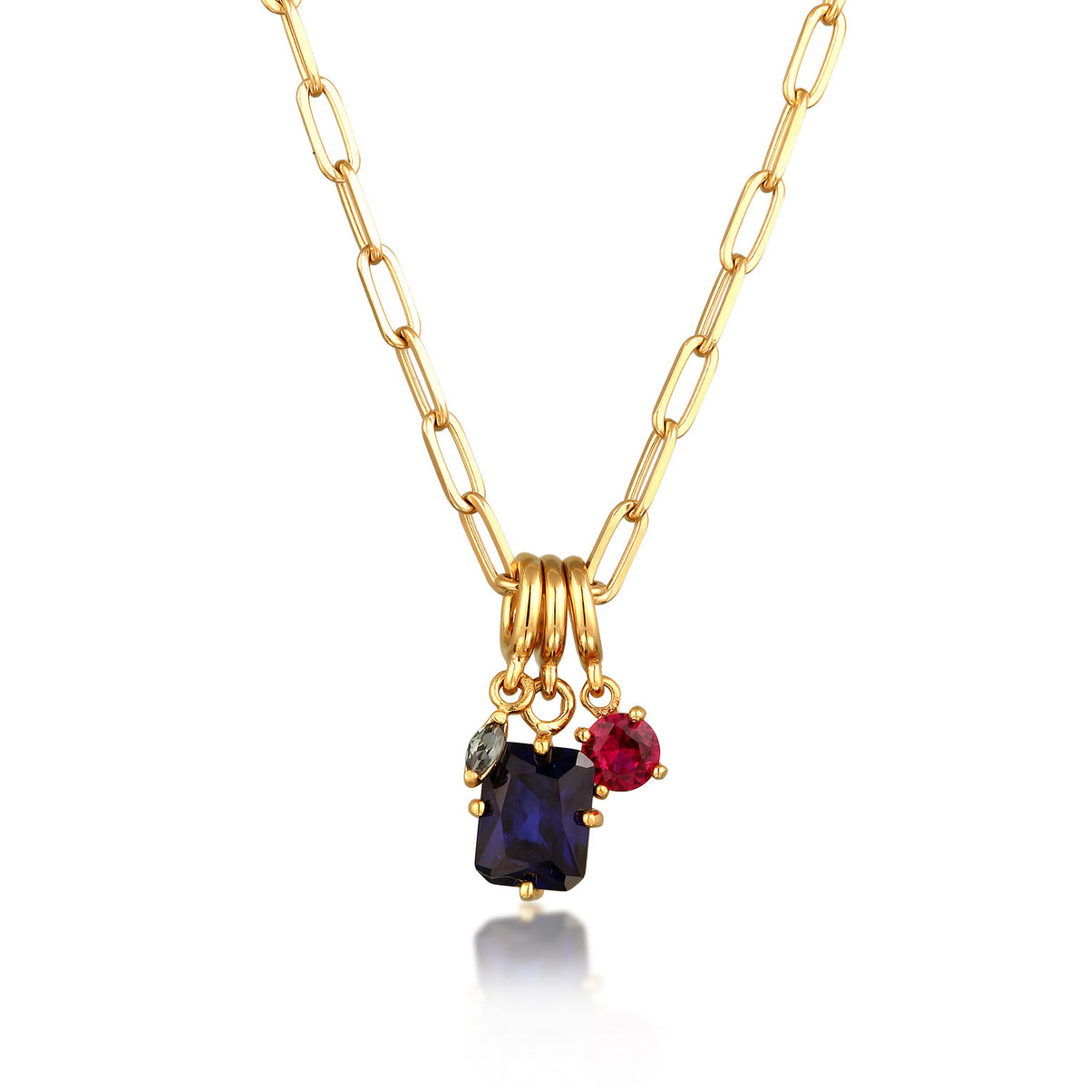 Elli 925 Sterling Silver Necklace Gold plated with Ruby 2004-BF-0008268-001