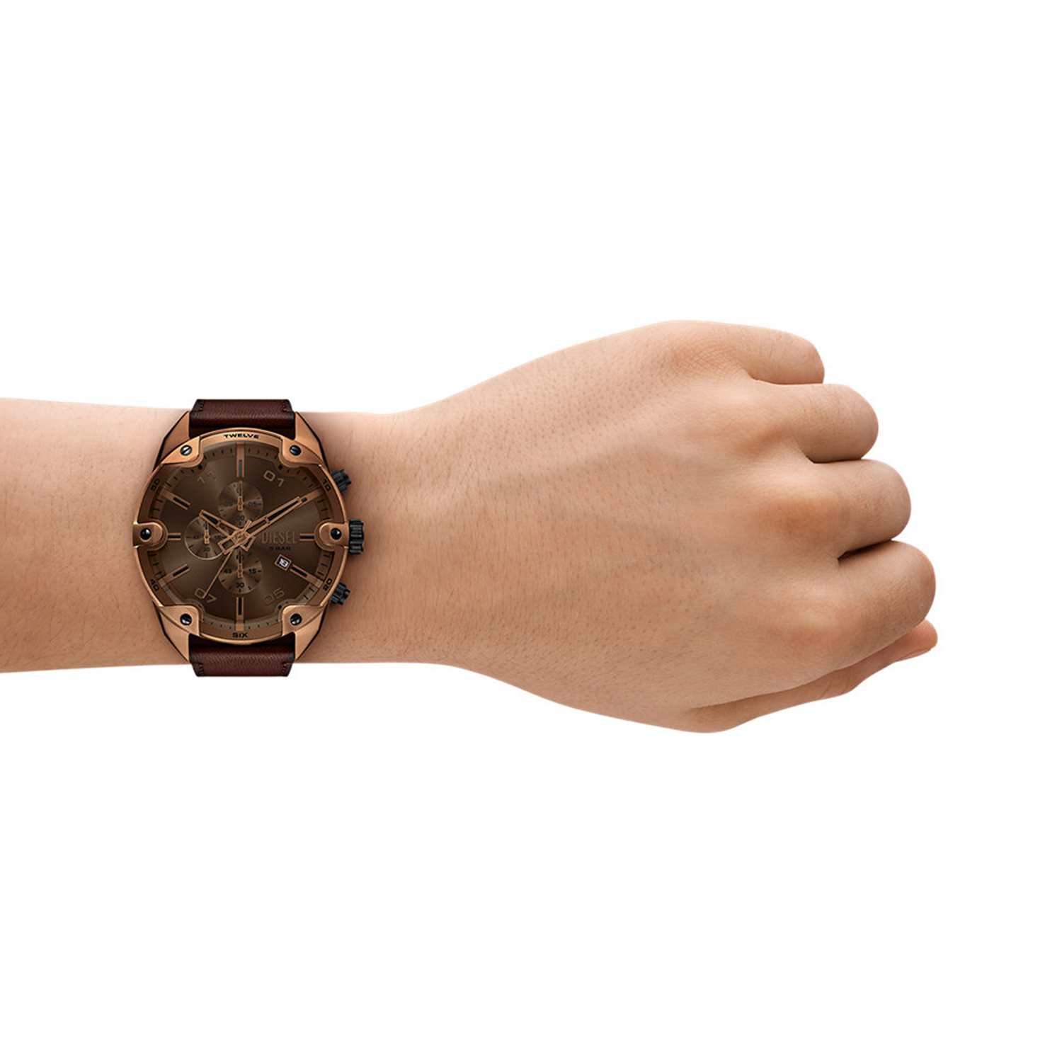Diesel Spiked Men's Stainless steel Leather Watch DZ4698