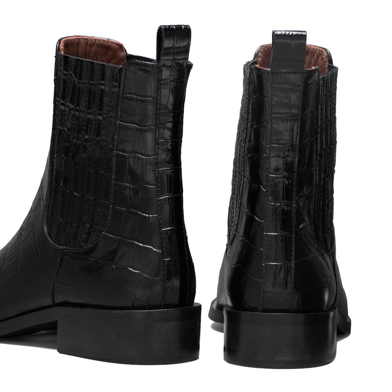 Isabel Bernard Vendôme Chey Croco Black Calfskin Leather Chelsea Boots IB53012-201-40-zoom-