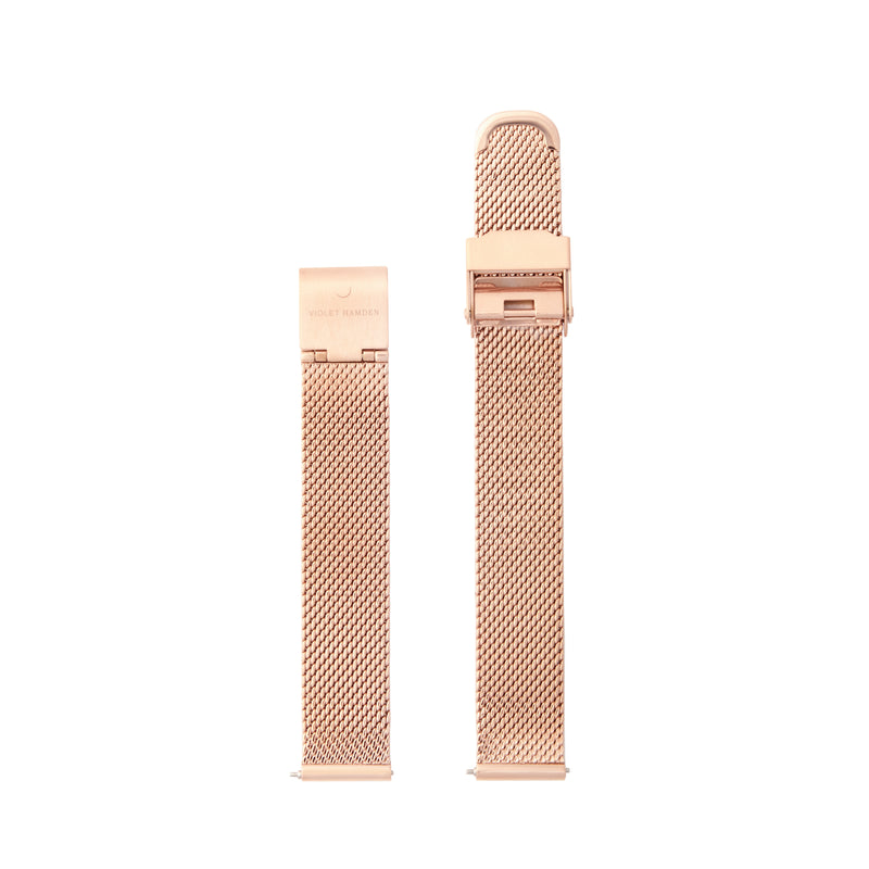 Violet Hamden Sunrise Rose Gold Coloured Mesh Watch Strap (14 mm) VH43008-zoom-