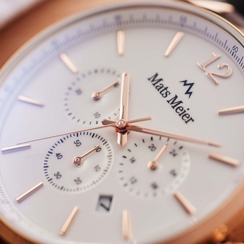 Mats Meier Grand Cornier Chrono White/Rosegold coloured/Brown Watch MM00107-zoom-