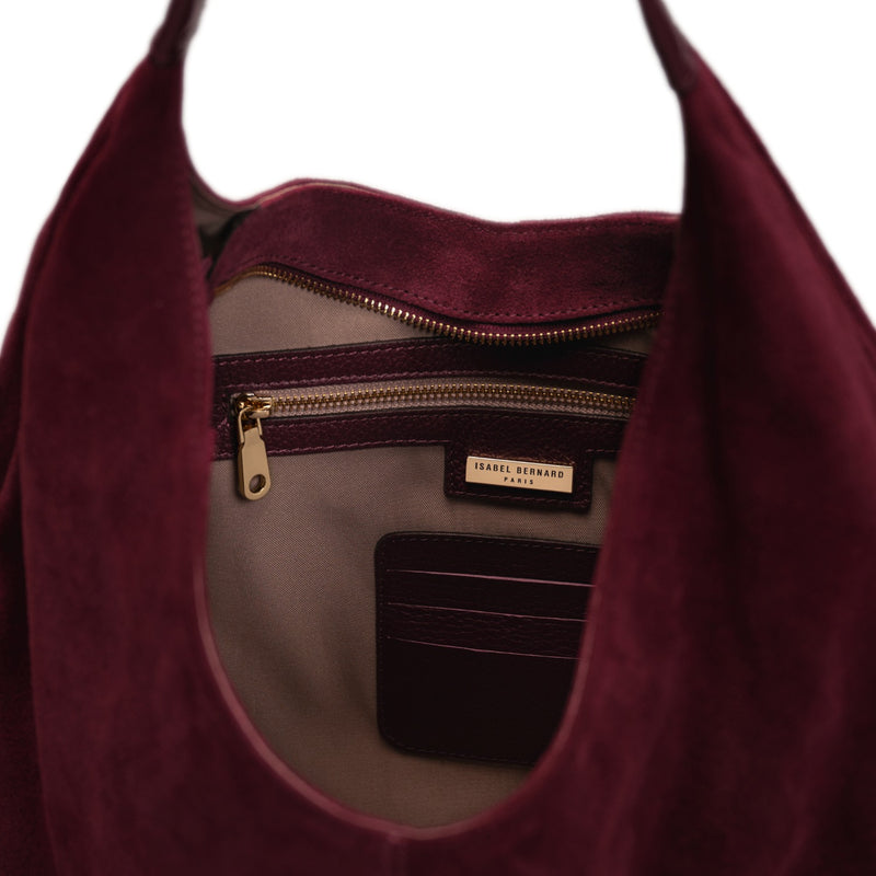 Isabel Bernard Honoré Grace dark bordeaux suede shoulder bag IB25093-152-zoom-