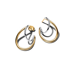 Pandora Essence Gold Plated Organically Shaped Two-Tone Double Hoop Earrings 264657C00