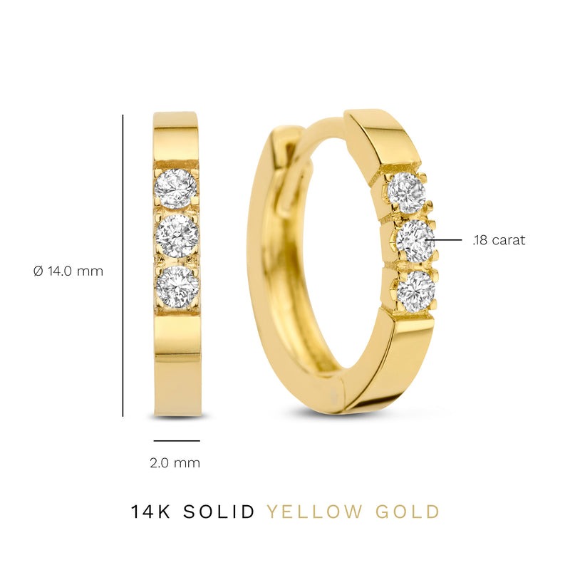 Isabel Bernard De la Paix Madeline 14 Carat Golden Hoop Earrings | diamond 0.15 ct | IBD360018-zoom-