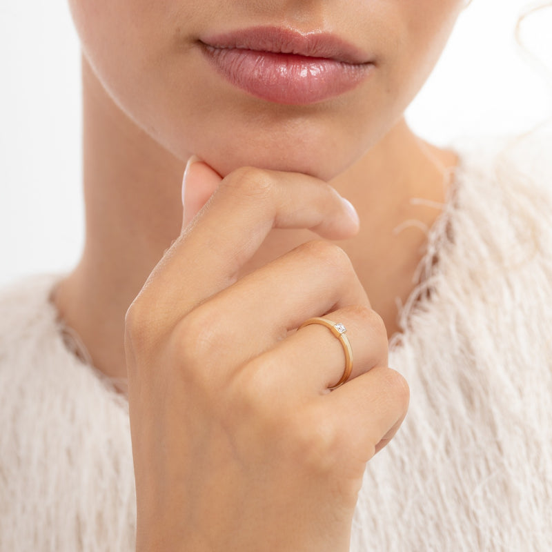 Isabel Bernard Rivoli Jodi 14 Karat Gold Stacking Ring With Zirconia Stone IB330111-50-zoom-