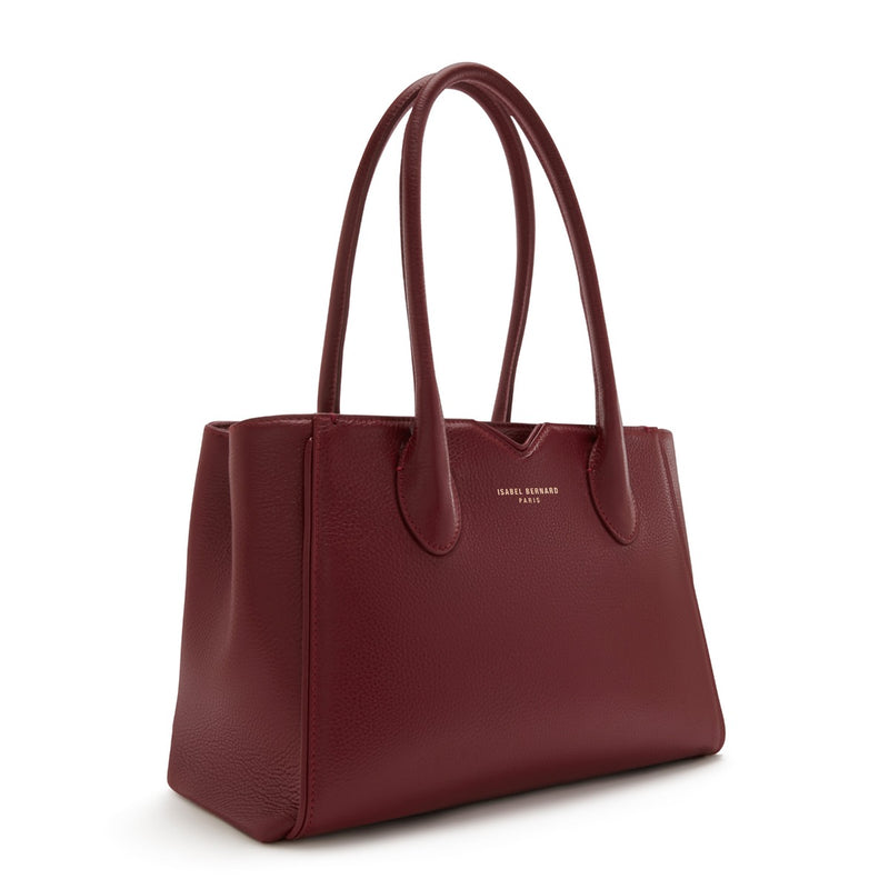 Isabel Bernard Honoré Cloe Midi Bordeaux Calfskin Leather Handbag IB25082-052-zoom-