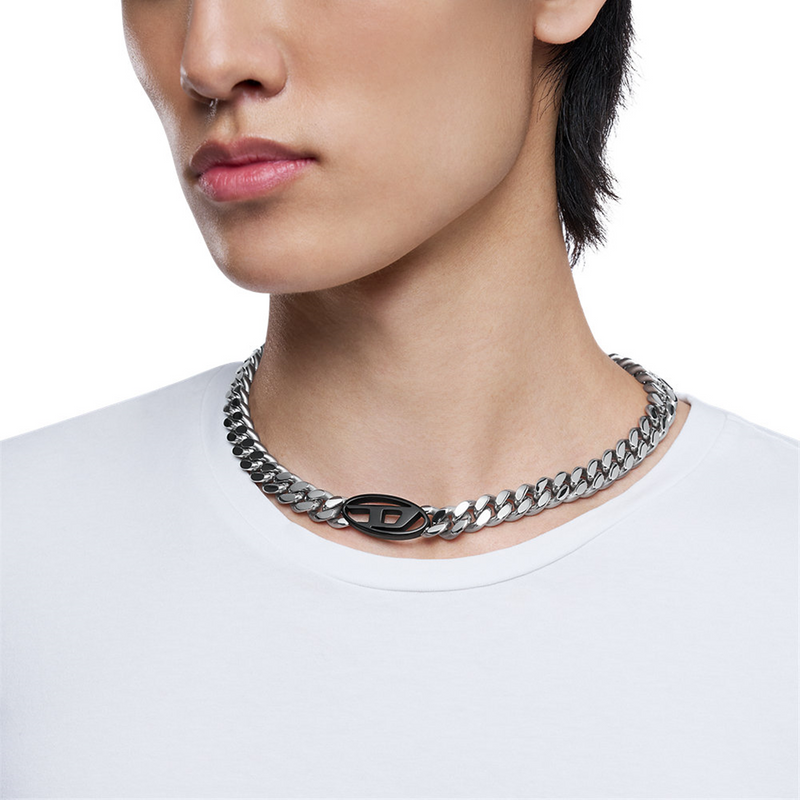 Diesel Oval D Logo Stainless Steel Necklace DX1635931-zoom-