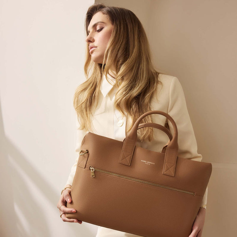Isabel Bernard Honoré Anique Camel Calfskin Handbag IB25062-zoom-