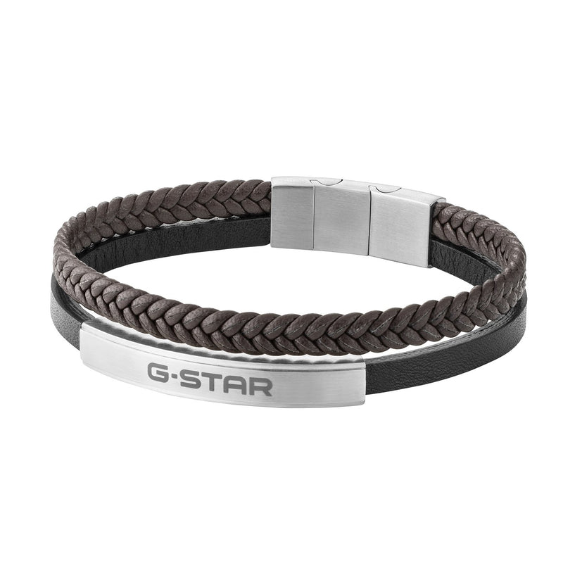 G-Star Tether02P Silver and Black Leather Bracelet GSJ.109.02-zoom-