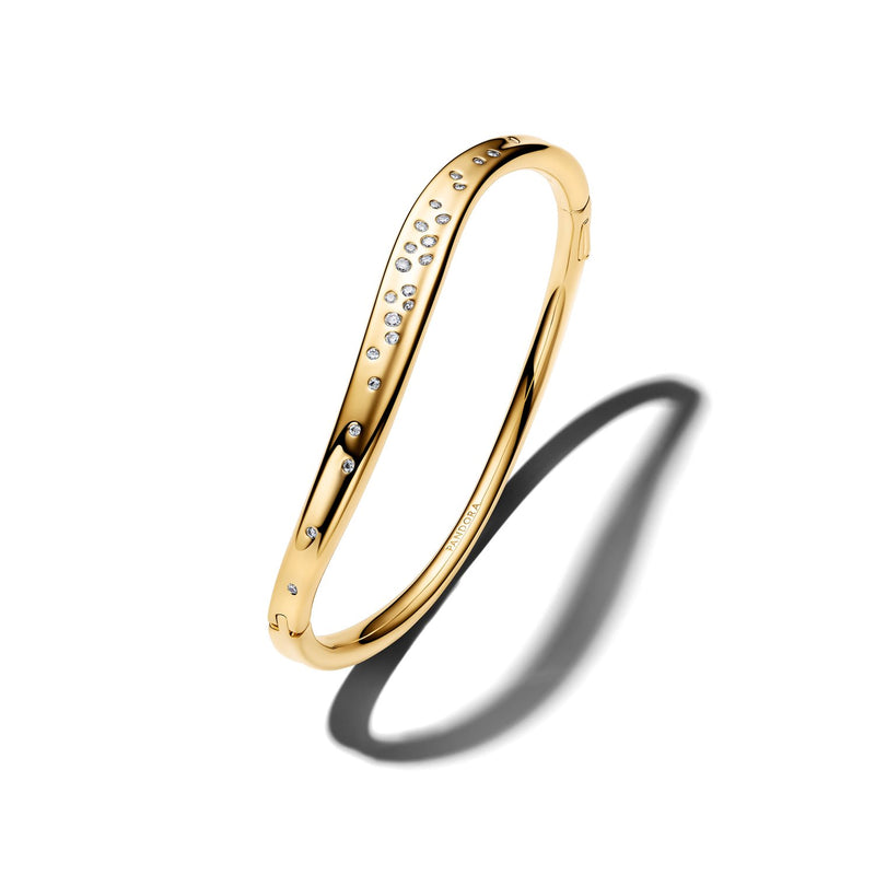 Pandora Essence Gold Plated Organically Shaped Stone-Set Bangle 564655C01-zoom-