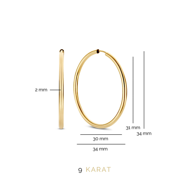 Beloro Jewels La Rinascente Constanza 9 carat gold Hoop Earrings BO360049-zoom-