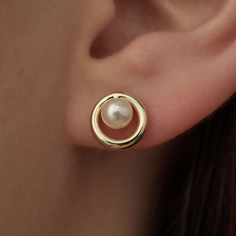 Beloro Jewels Monte Napoleone Perla 9 carat gold Ear Studs BO360039-zoom-
