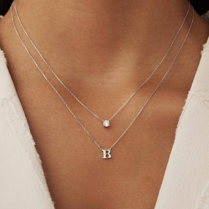 Isabel Bernard Saint Germain Chloé 14 Carat Whitegold Initial Necklace IB340061-A-zoom-
