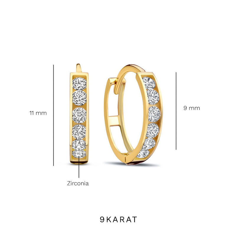 Beloro Jewels Monte Napoleone Stella 9 Karat Gold Hoop Earrings BO360067-zoom-