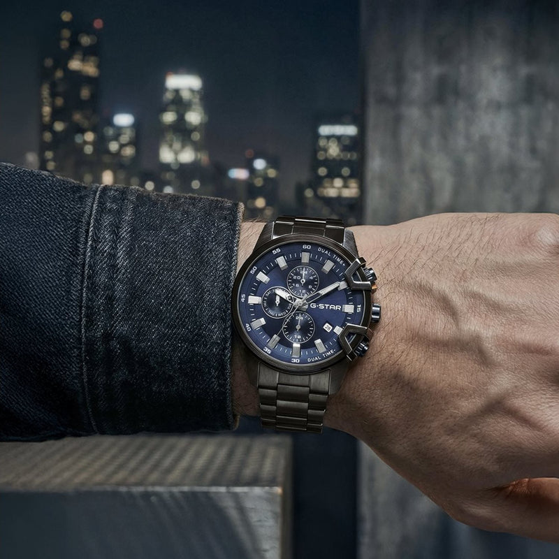 G-STAR Bend3D Black Men's Watch with Blue Dial GSW.505.05-zoom-