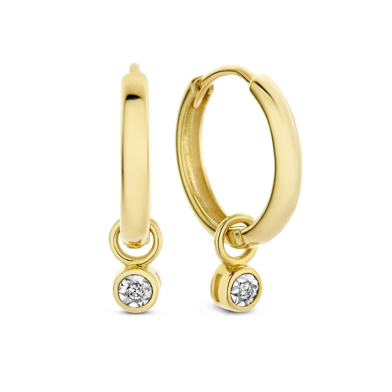 Isabel Bernard De La Paix Inaya 14 Carat Golden Hoop Earrings | diamond 0.02 ct | IBD360022-zoom-