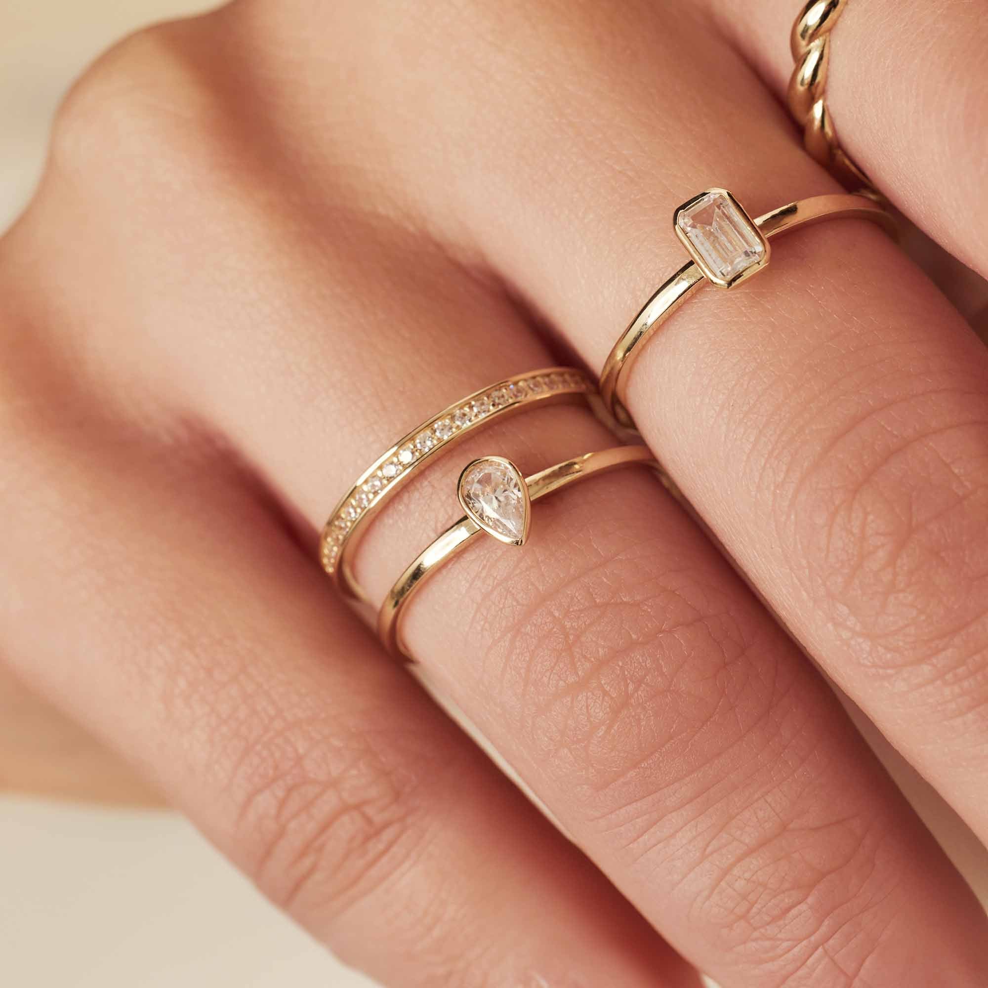 Isabel Bernard Baguette Genevieve 14 karaat gouden ring IB330082-48