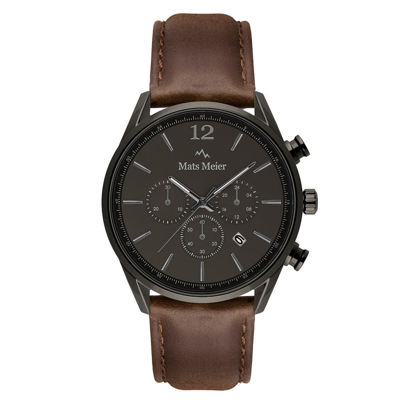 Mats Meier Grand Cornier Chrono Gunmetal/DonkerBrown Watch MM00104-zoom-