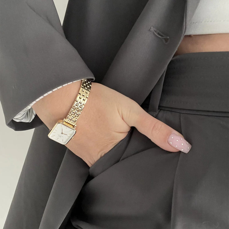 Daniel Wellington Quadro Link Gold Watch DW00100622-zoom-