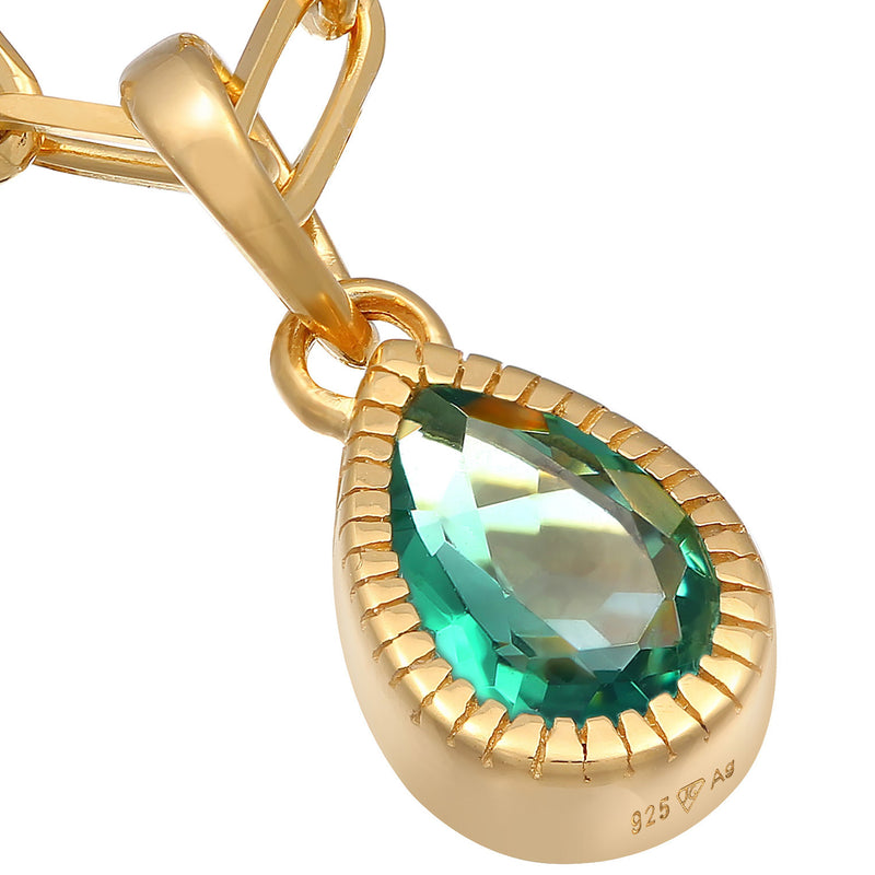 Elli 925 Sterling Silver Link Chain Necklace Gold plated with Quartz 2004-BF-0007907-001-zoom-