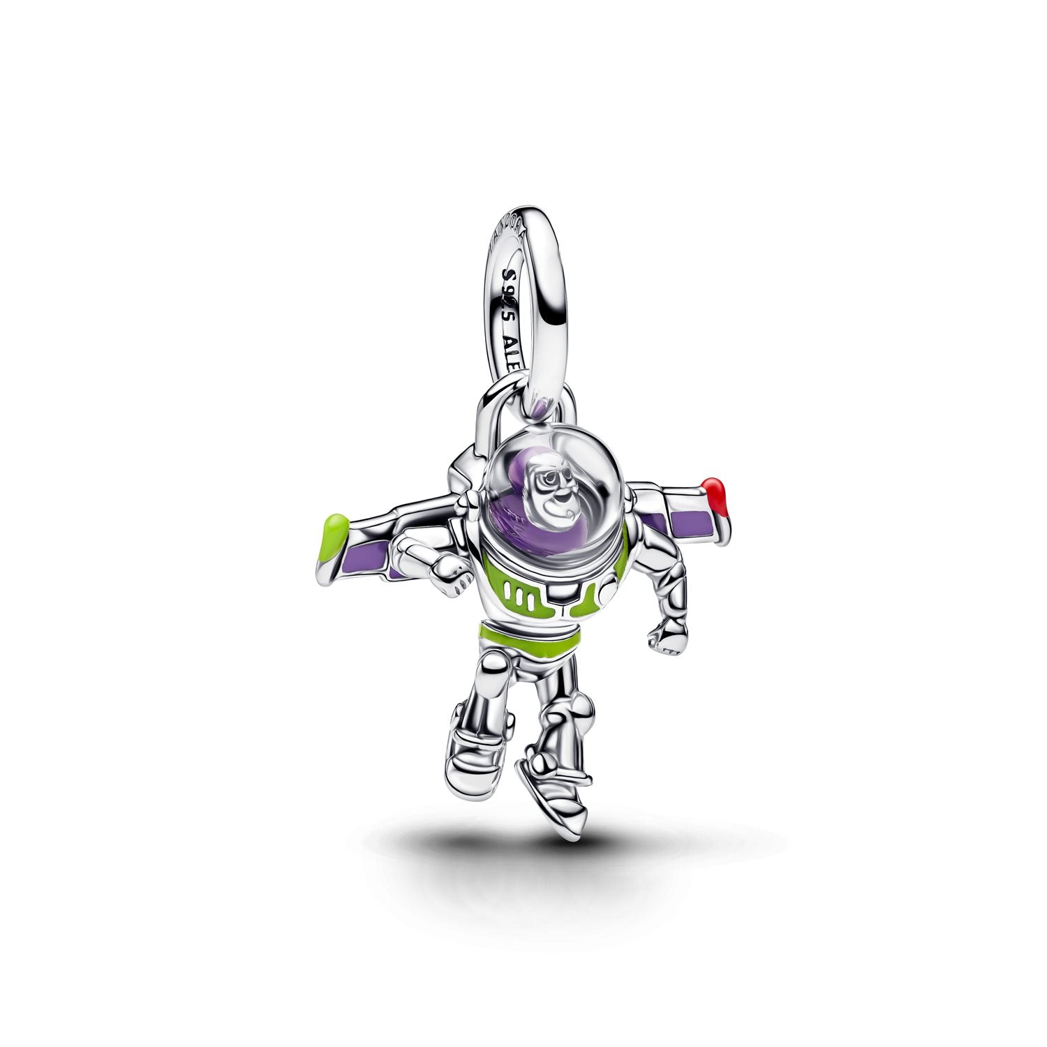 Pandora Disney 925 Sterling Silver Enamel and UV Resin Disney Pixar Buzz Lightyear Dangle Charm 794604C01
