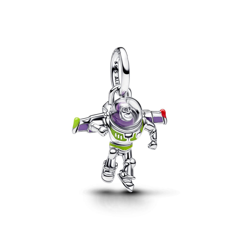 Pandora Disney 925 Sterling Silver Enamel and UV Resin Disney Pixar Buzz Lightyear Dangle Charm 794604C01-zoom-