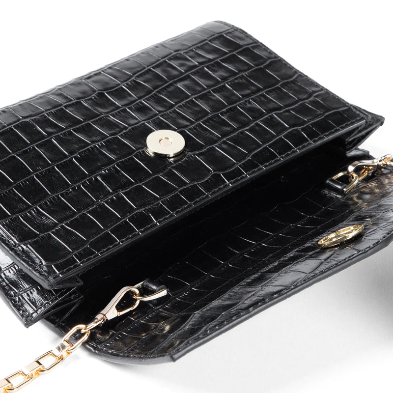 Isabel Bernard Honoré Lina Croco Black Clutch With Detachable Shoulder Chain IB21135-201-zoom-
