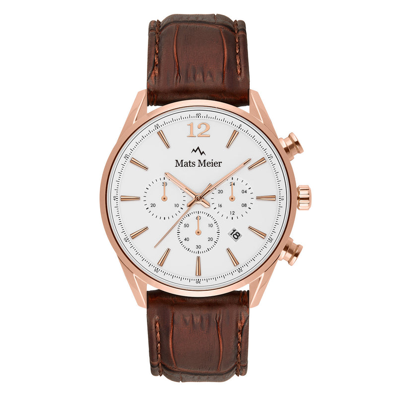 Mats Meier Grand Cornier Chrono White/Rosegold coloured/Brown Watch MM00107-zoom-