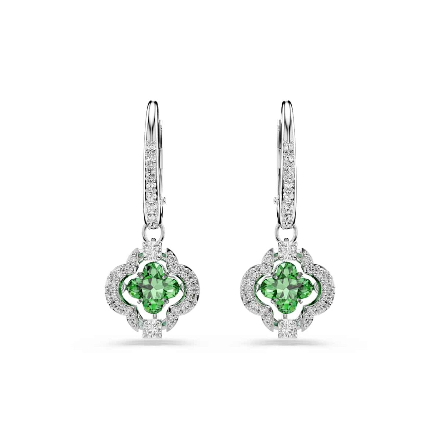 Swarovski Una Sparkling Dc Silver-Tone Drop Earrings with Green Crystal 5758001
