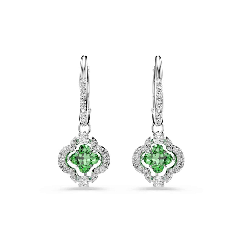 Swarovski Una Sparkling Dc Silver-Tone Drop Earrings with Green Crystal 5758001-zoom-