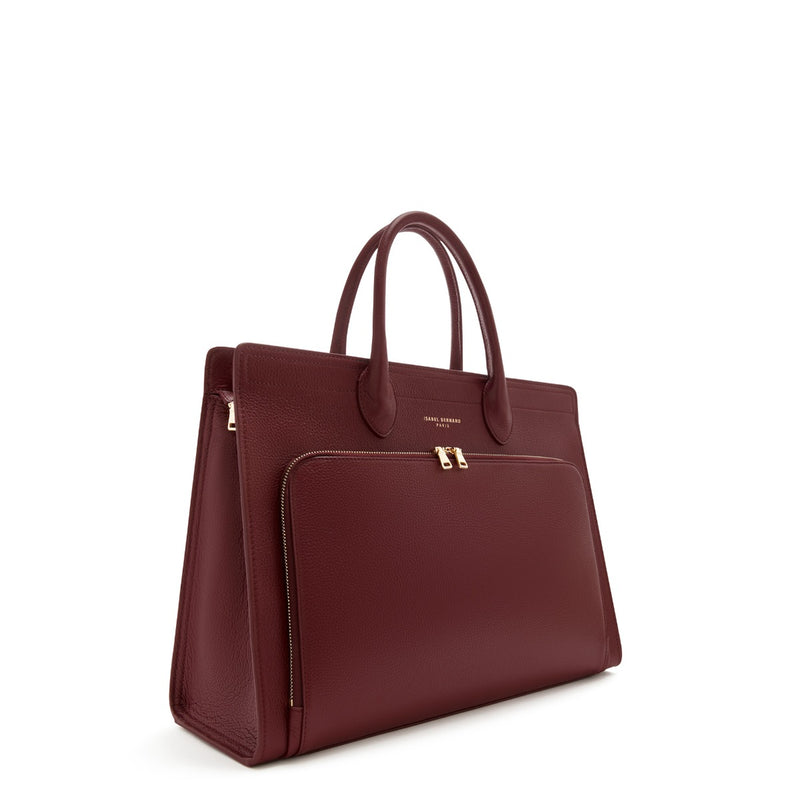 Isabel Bernard Honoré Nadine Bordeaux Calfskin Leather Handbag IB25080-zoom-