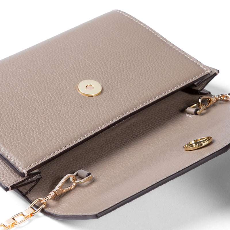 Isabel Bernard Honoré Lina Taupe Clutch With Detachable Shoulder Chain IB21135-078-zoom-