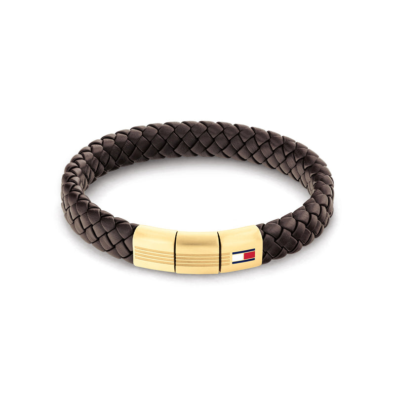 Tommy Hilfiger Leather Bruin Men's Braided Bracelet TJ2790671-zoom-