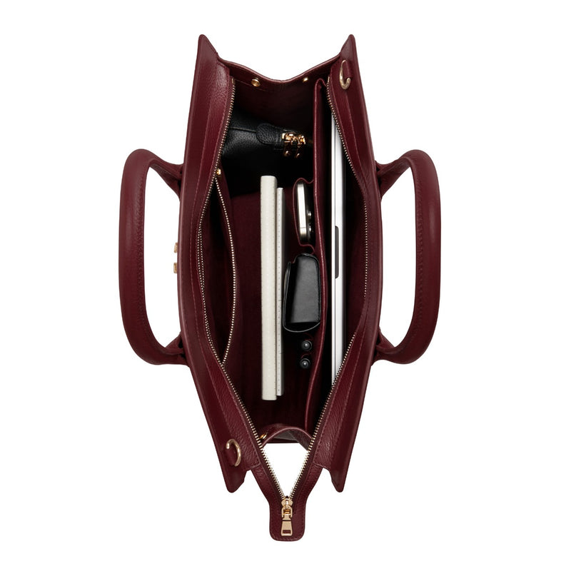 Isabel Bernard Honoré Nadine Bordeaux Calfskin Leather Handbag IB25080-zoom-