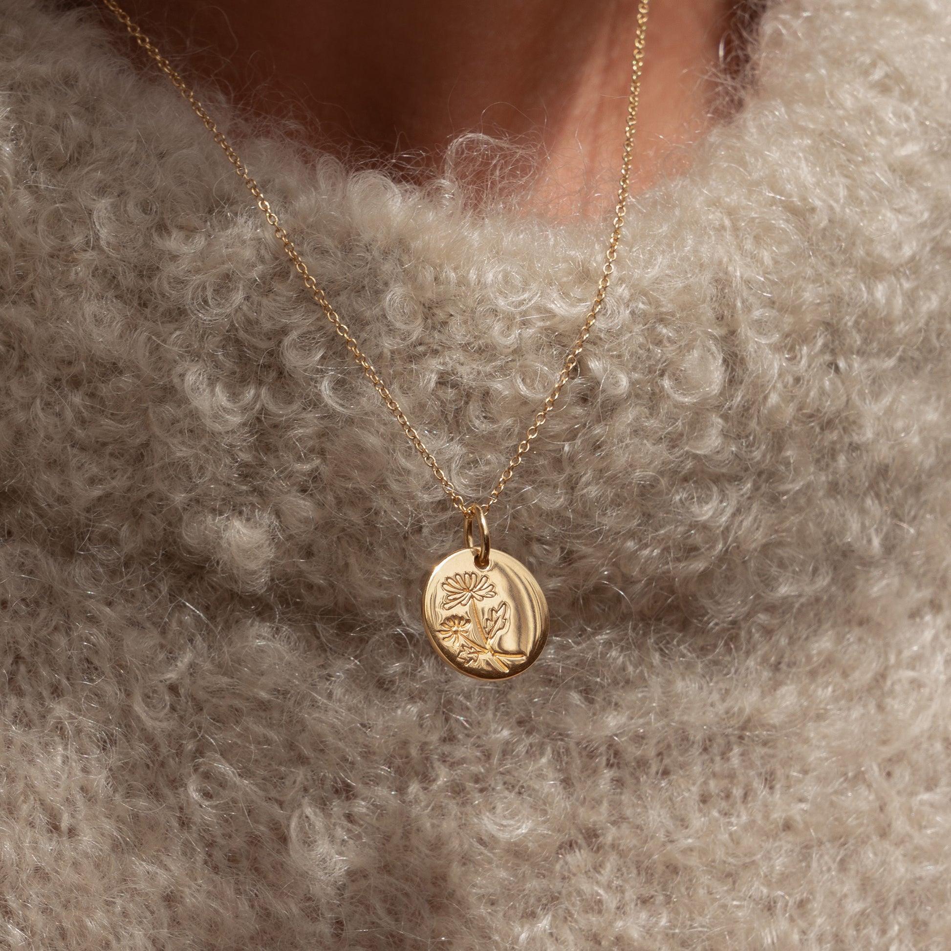 Violet Hamden Venus 925 Sterling Silver Gold-coloured Necklace with Birthflower VH340025-SEP