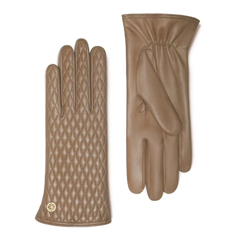 Isabel Bernard Honoré Rosette taupe goatskin leather gloves IB67002-378-7-zoom-