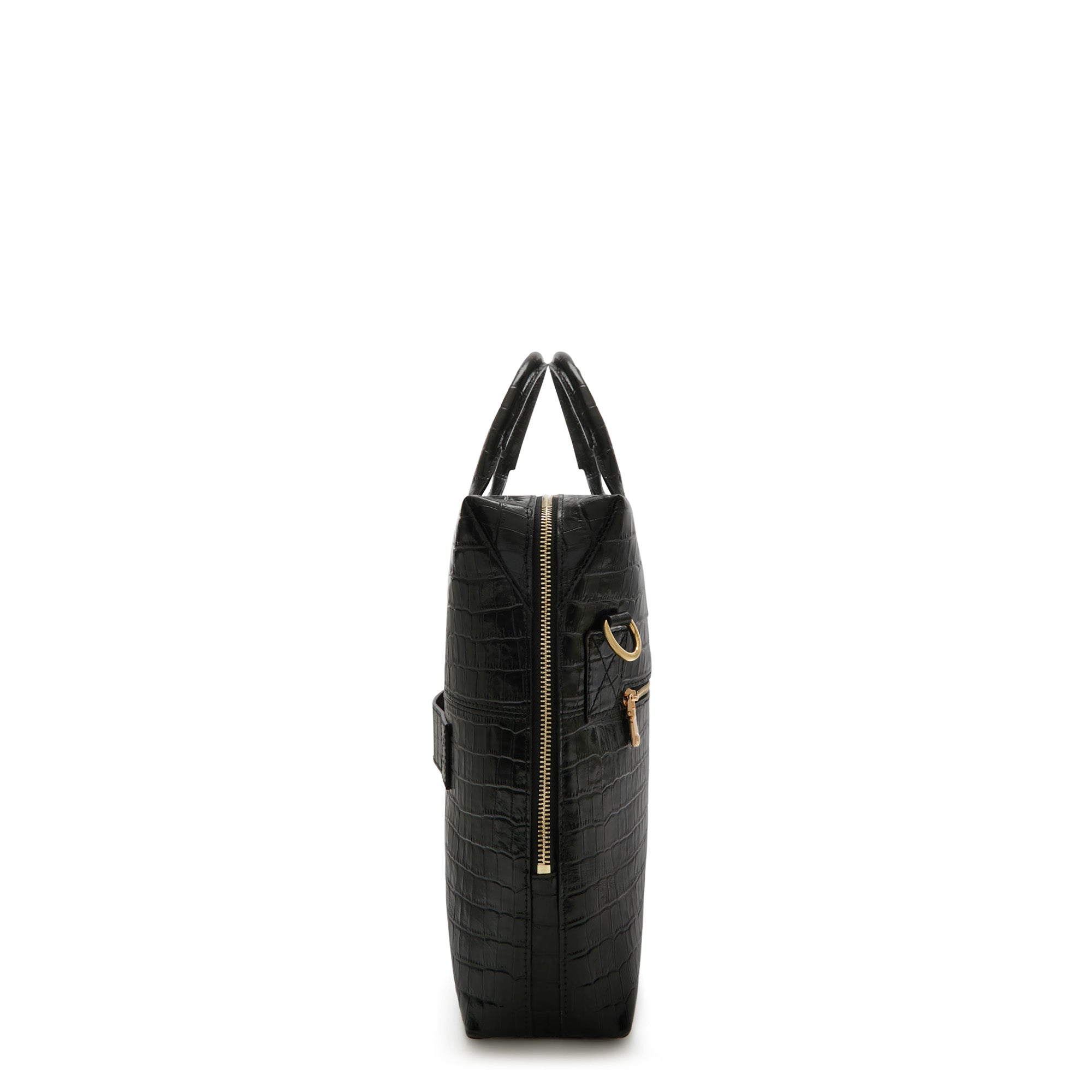 Isabel Bernard Honoré Anique Croco Black Calfskin Handbag IB25072