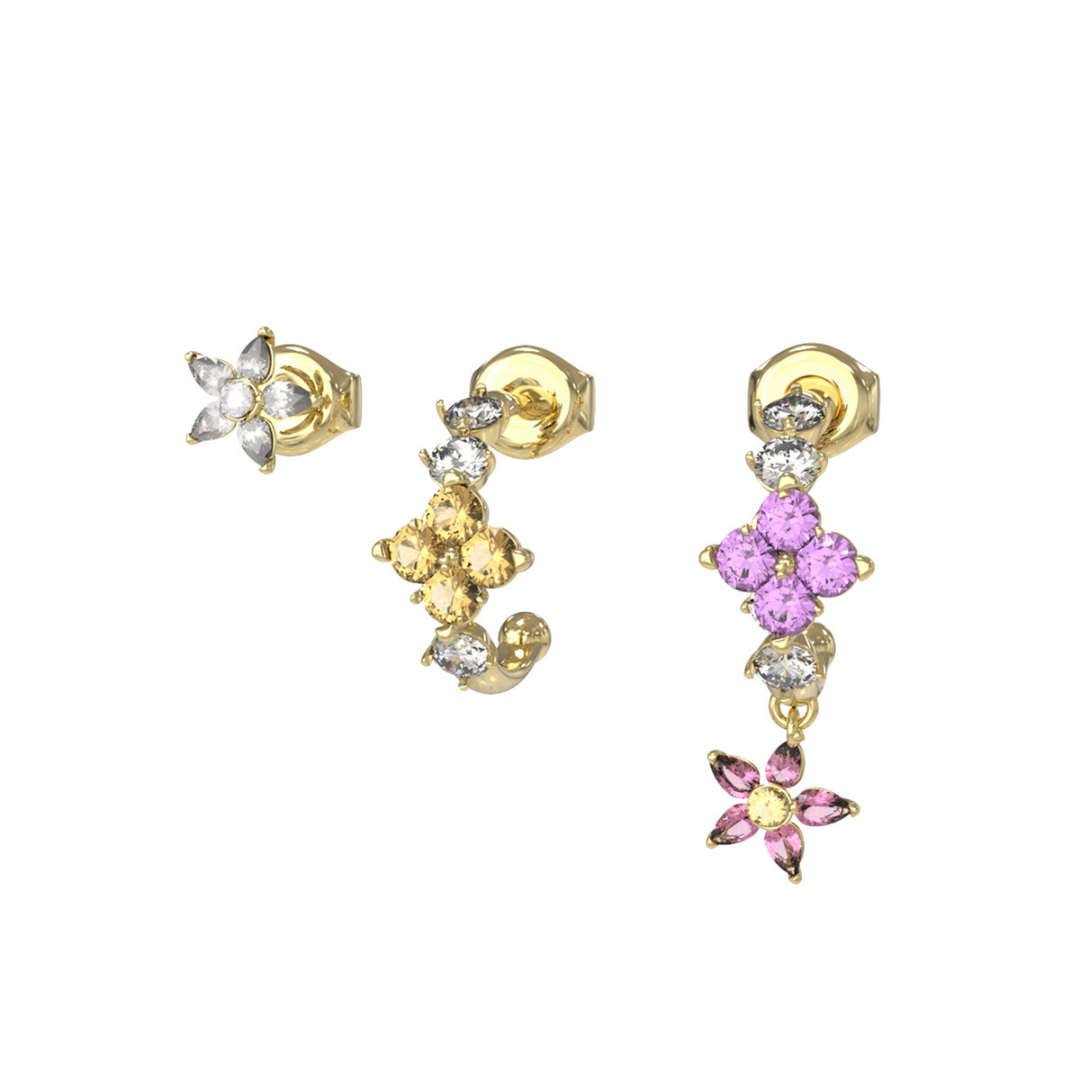 Guess Secret Garden Gold-coloured Earrings JUBE06035JWYGMCT-U