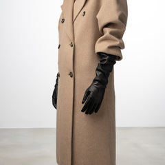 Isabel Bernard Honoré Ines black goatskin leather gloves IB67005-301-6.5