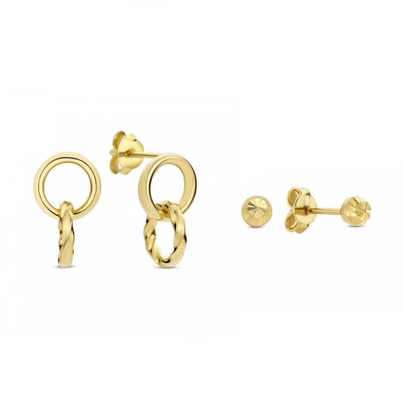 Isabel Bernard Cadeau D'Isabel 14 Carat Golden Earrings Set IB90146-zoom-