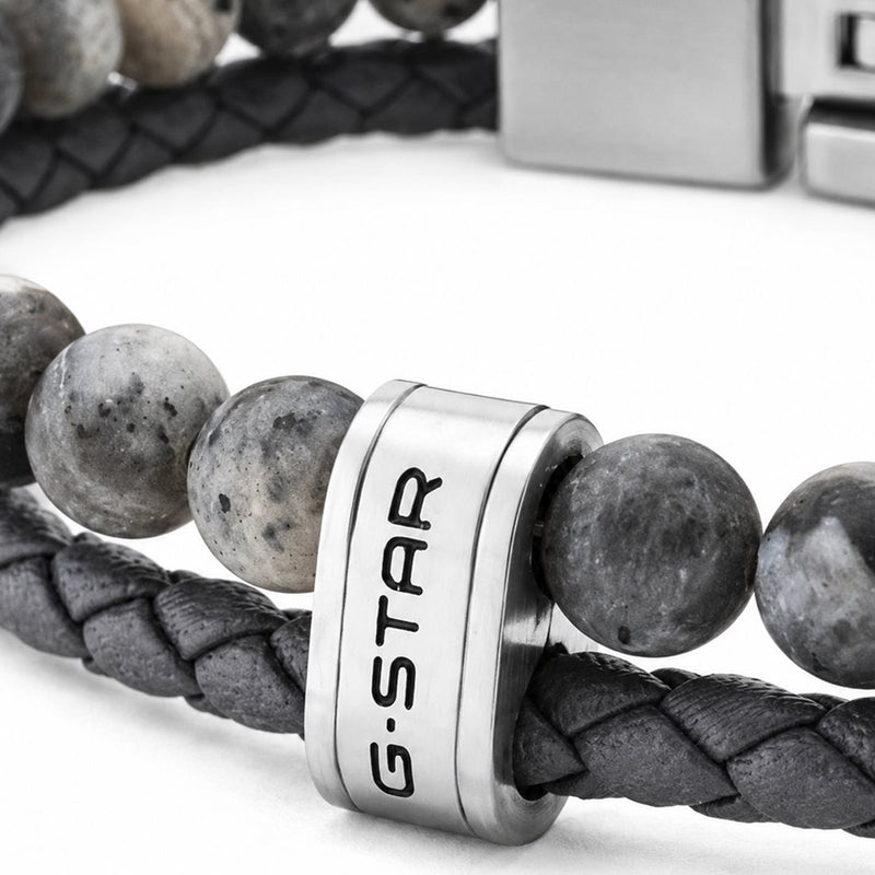 G-STAR Tether02R Grey Braided Leather Bracelet GSJ.110.04-zoom-