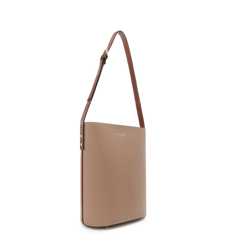 Isabel Bernard Honoré Lora Taupe Calfskin Leather Shoulder Bag IB25085-378-zoom-